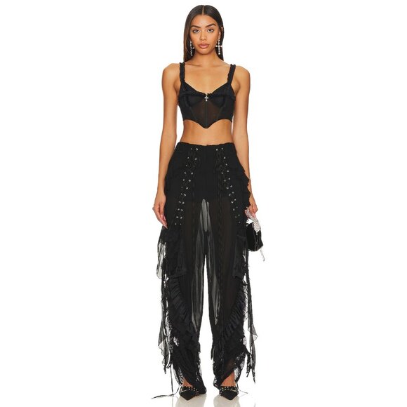 Aniye Records Liv Pants in Black Cargo Lace Up - Picture 2 of 4